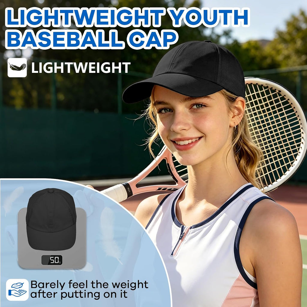 Kids Sports Baseball Cap for Boys Girls Lightweight UPF 50+ Sun Hat Quick Dry Breathable Youth Baseball Hat