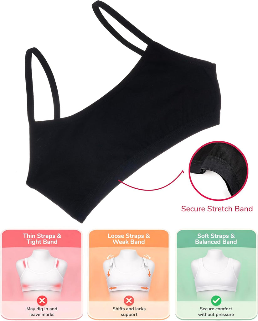 Cami Bra for Girls - Stretch Cotton Girls Training Bra 5 Pack