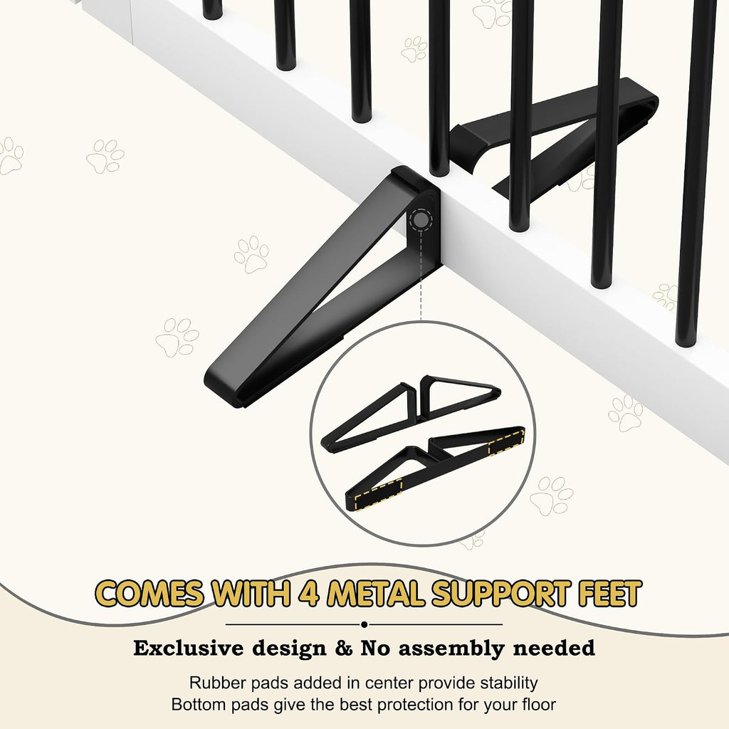 Freestanding Pet Gates with Walk Through Door, Dog Indoor Fence, Dog Gate for The House, Stairs, Extra Wide Pet Gate