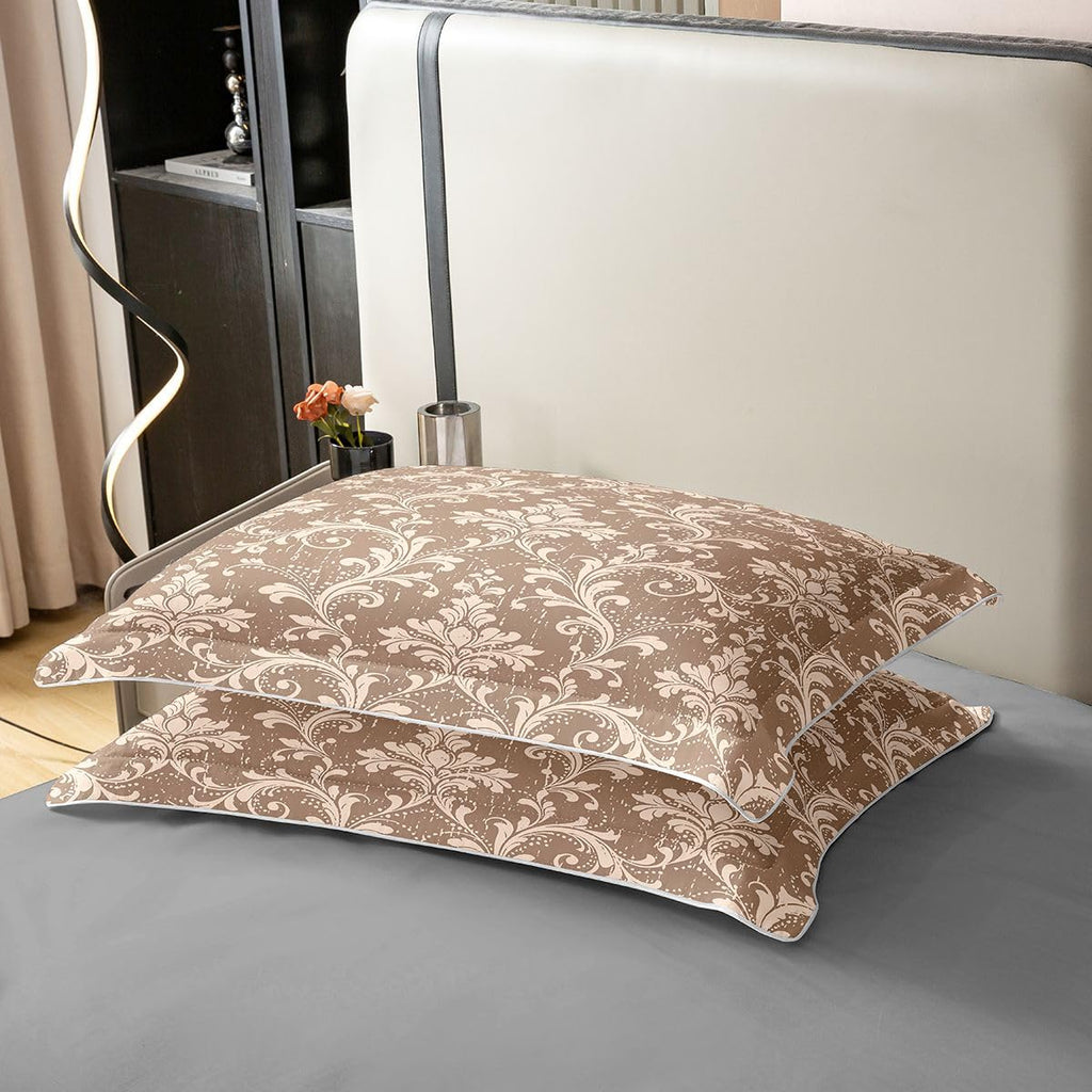 Damask 100% Cotton Comforter Cover Dark Brown Bedding Set Victorian Wood Grain Duvet Cover Antique Baroque