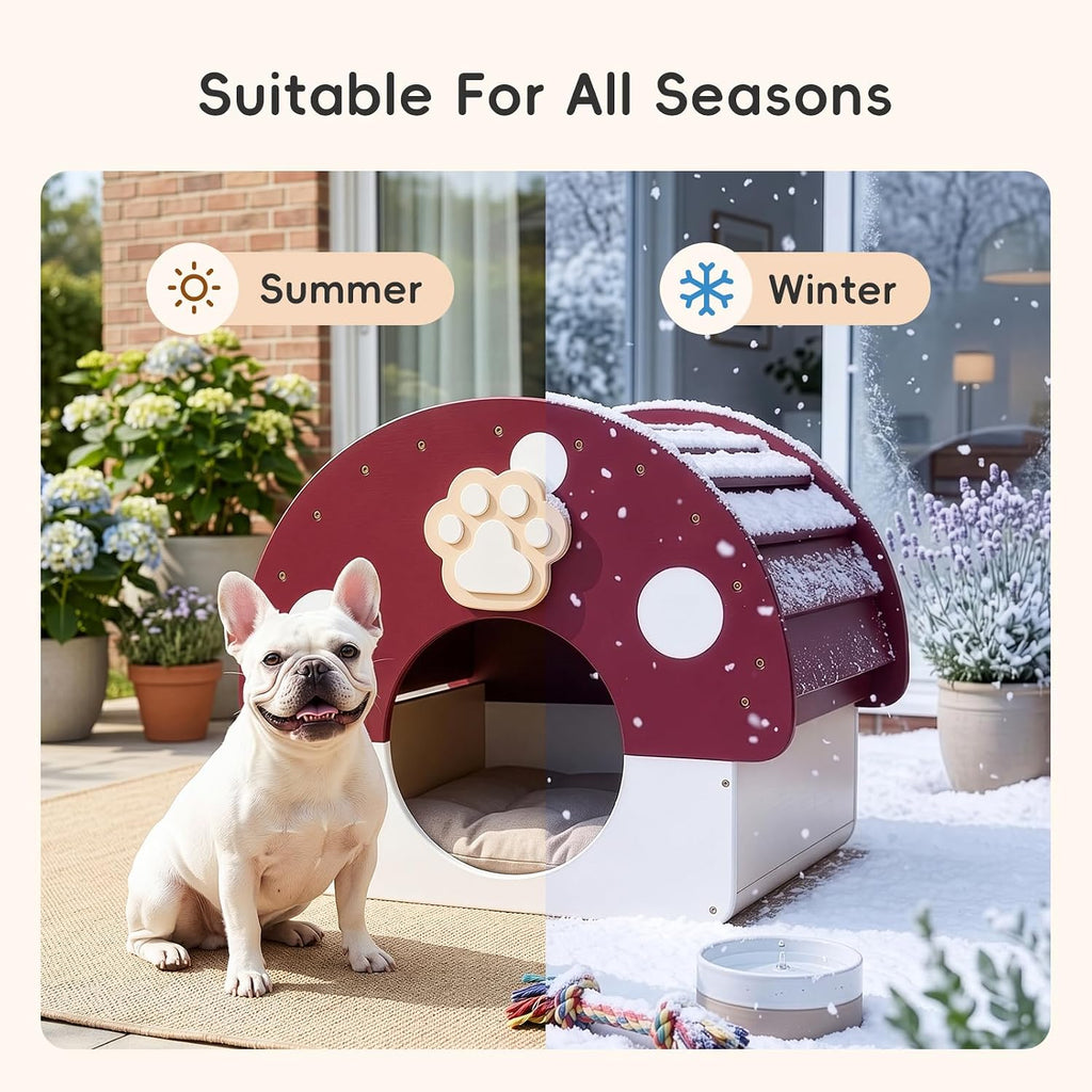 Solid Wood Dog House, Indoor Outdoor Waterproof Pet House