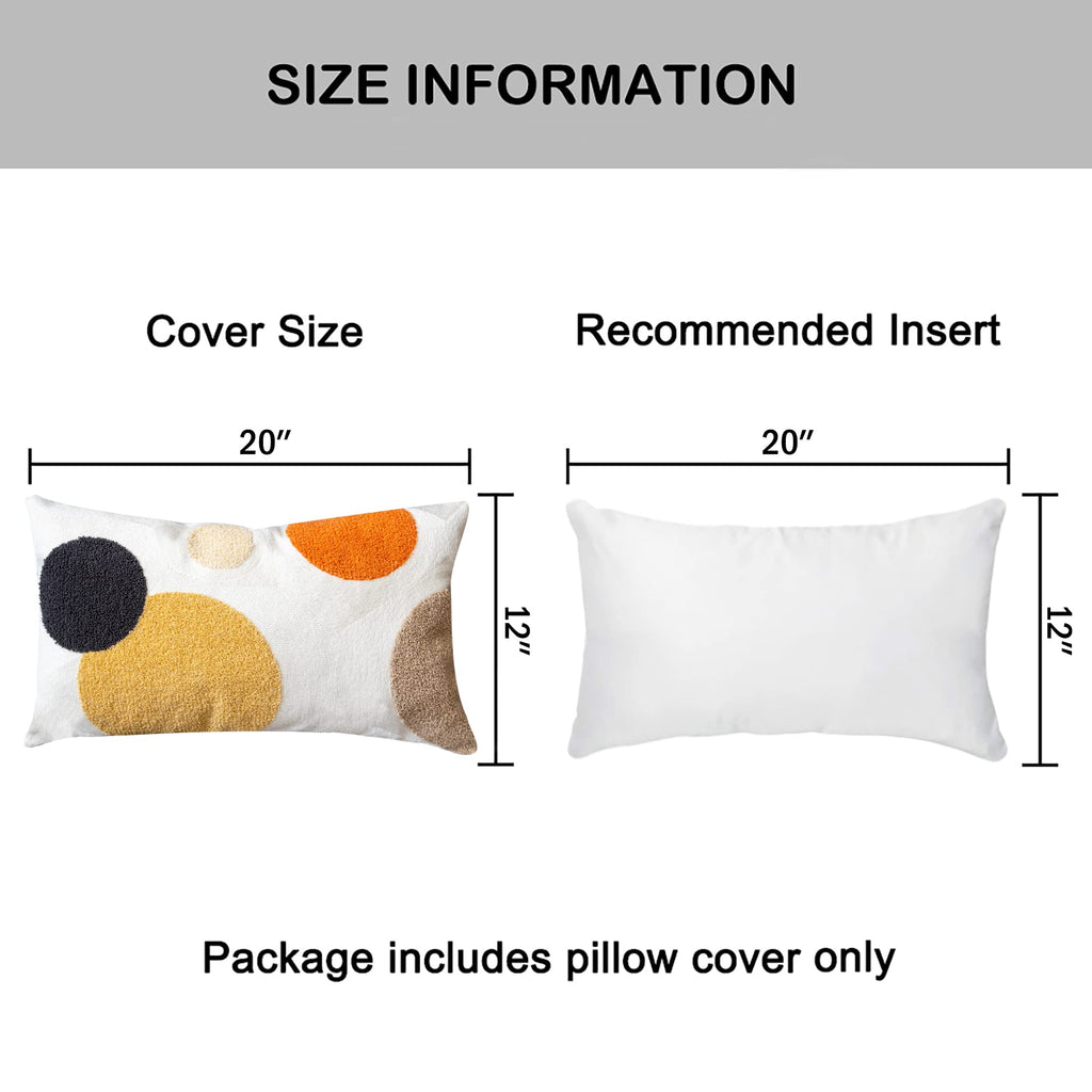 Lumbar Throw Pillow Cover, Boho Tufted Mid Century Rectangle Pillowcase for Modern Bedroom Living Room, Abstract