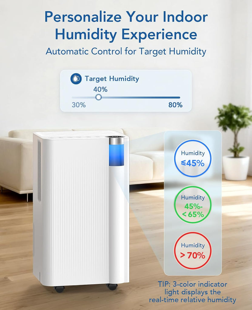 2500 Sq.Ft Dehumidifier for Basement with Drain Hose Max 34 Pints, Dehumidifiers for Home Large Room Bathroom Bedroom