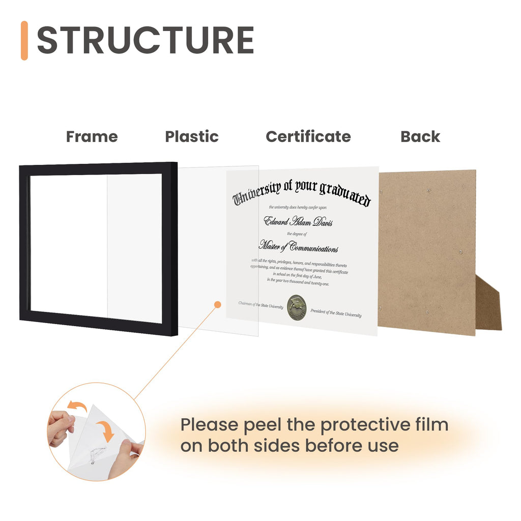 Certificate Frame, 8.5 by 11 Diploma Frames, 3 Pack, Black