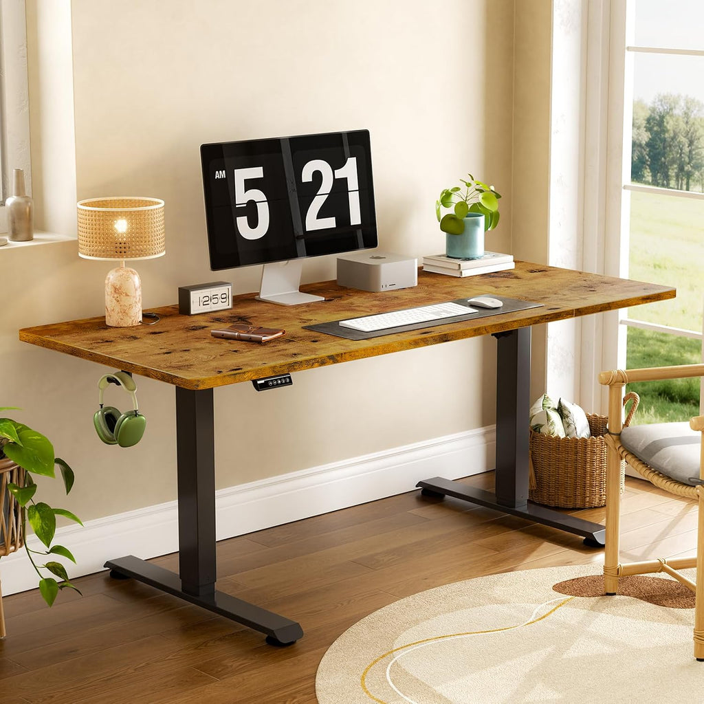 63" x 28" Super Large Standing Desk, Conference Room Tables, Brown | Height Adjustable Electric Computer Desk, Sit to