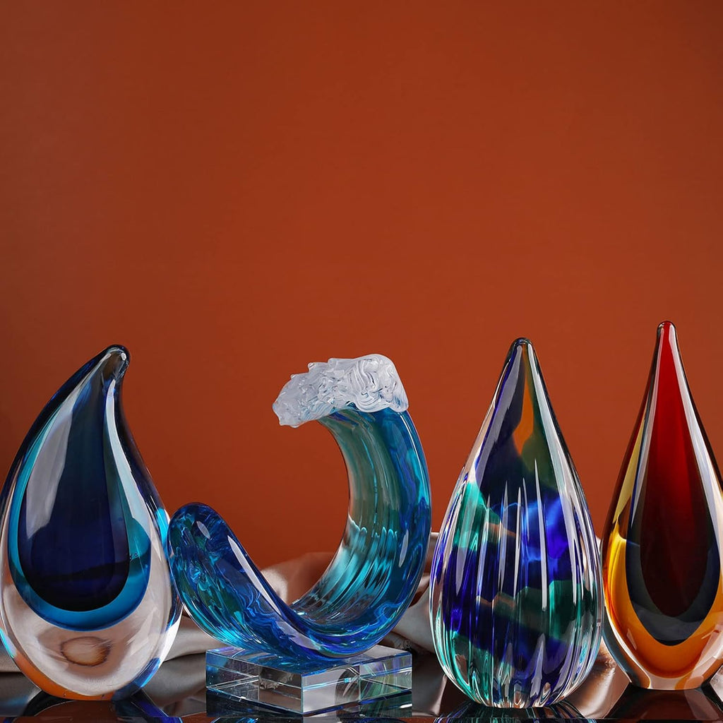 Hand-Blown Murano-Style Glass Sculpture Decor Statue and Figurine - Wonderful Gift, Blue