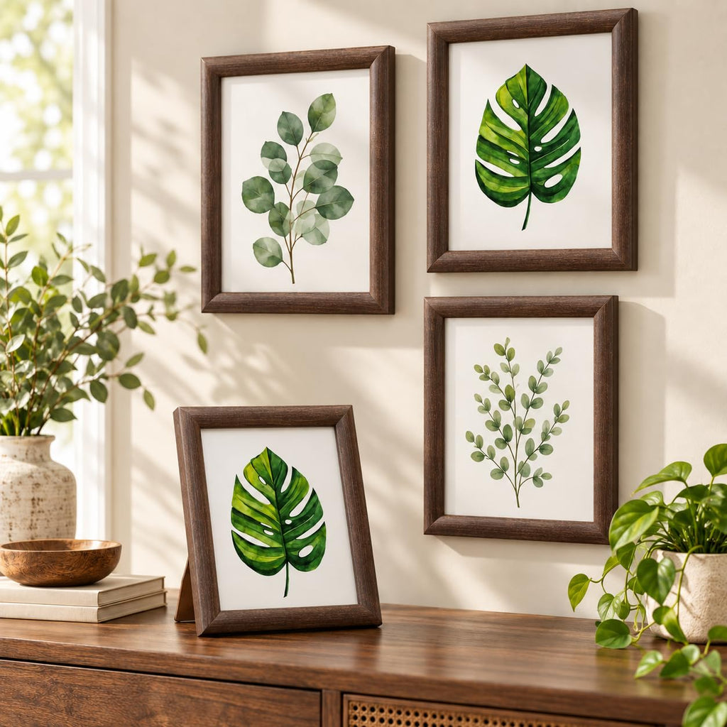 Rustic Wood Picture Frames 8x10 - Pack of 2 - Farmhouse Tabletop or Wall Mount Display with Glass, Dark Brown