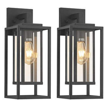 18" Double Cage Outdoor Wall Light, 2Pack Exterior Lantern Sconce