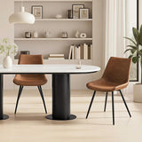 Dining Room Chairs Set of 2 Mid Century Modern Kitchen Chairs with Upholstered Faux Leather and Metal Legs for Dining