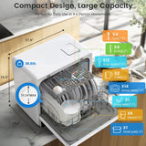 WiFi Countertop Portable Mini Dishwasher, Smart 9 Programs,167℉ High-Temp, Hot Air Drying, Air Refresh, 360° 3 Spray