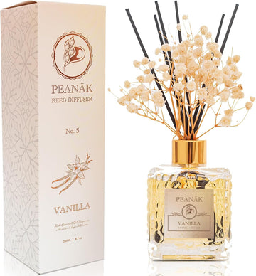 Reed Diffuser Set - Vanilla Coconut Oil, Oil Diffuser with Sticks, Bathroom Diffuser, Bathroom Shelf Decor, 200ml