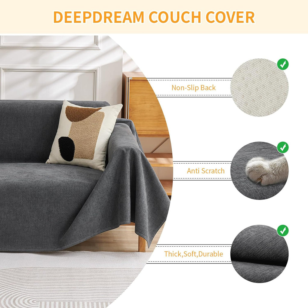 Cat-Scratch Resistant Couch Cover, Waterproof Sofa Cover for 3 Cushion Couch Washable, Pet Friendly Couch Protectors