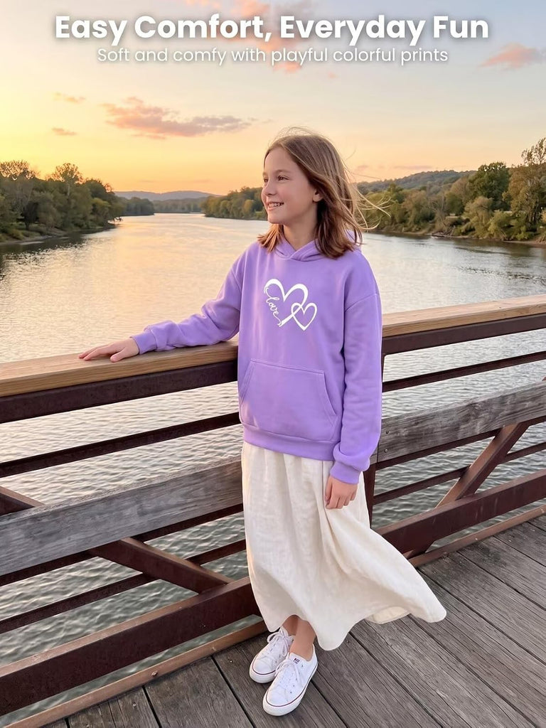 Girls Graphic Pullover Hoodie Long Sleeve Kids Sweatshirt
