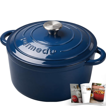 5.5QT Enameled Cast Iron Dutch Oven for Sourdough Bread Indigo Blue