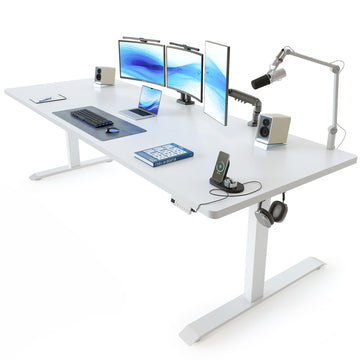 83 x 37 Inch Large Electric Standing Desk 1" Thick Desktop, White