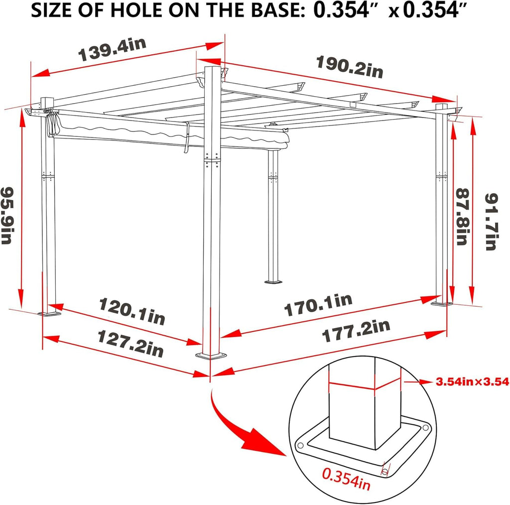 12' X 16' Outdoor Pergola, Aluminum Pergola Patio with Weather-Resistant Canopy for Backyard Deck Garden, Grey
