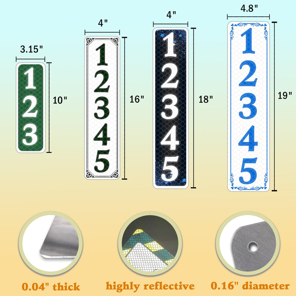Customized 911 Reflective Address Sign, Address Numbers 16"x4"