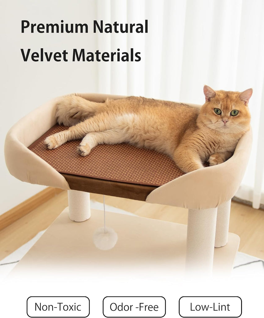 37.5" Cat Tree Tower for Large & Senior Cats, Low-Step Design