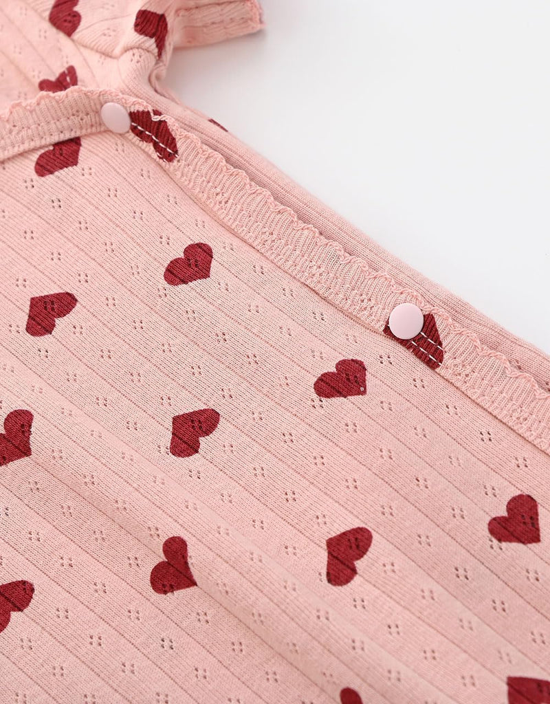 Side Snap Short Sleeve Wrap Over Bodysuit Baby Girl Valentine Clothes