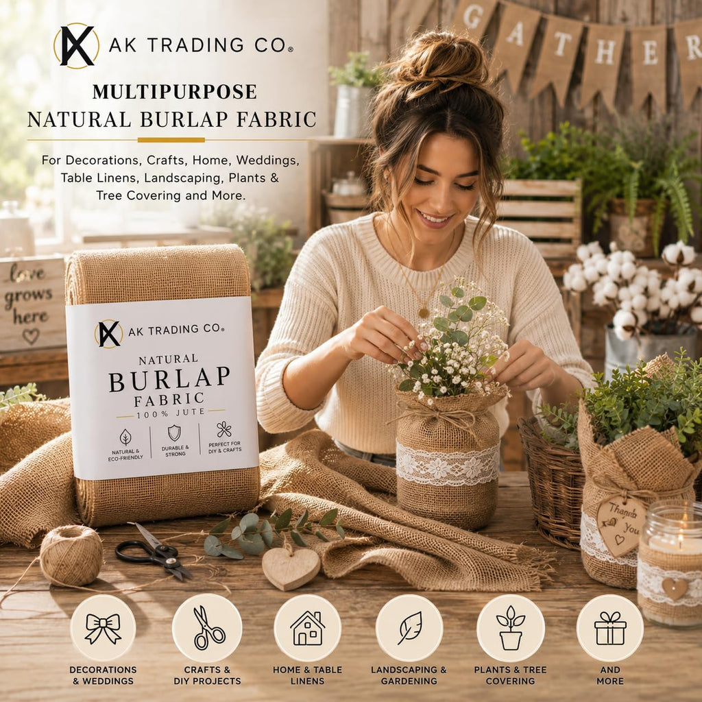 40" Wide x 5 Yards (15 Feet) - Multipurpose Natural Burlap Fabric - for Decorations, Crafts, Home, Weddings, Table