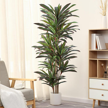 Dracaena Artificial Plant 6ft Red Yucca Silk Tree Faux Plants Indoor Tall Fake House Floor Plants Realistic
