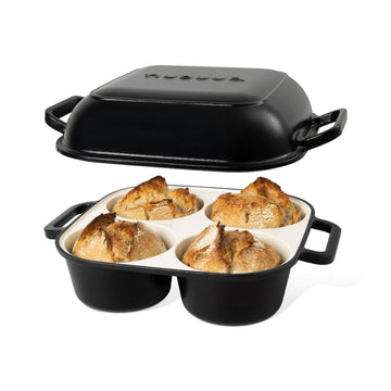 QuadPro Enamelled Cast Iron Bread Loaf Pot - Dutch Oven for Sourdough Bread Baking - 500°F Oven Safe Non Stick Bread