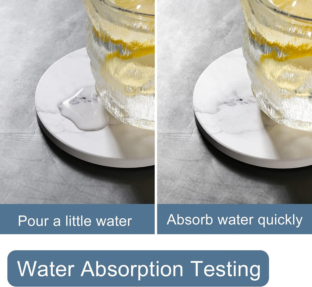 Absorbent Coasters for Drinks,Ceramic Coaster with Holder Durable - Set of 6