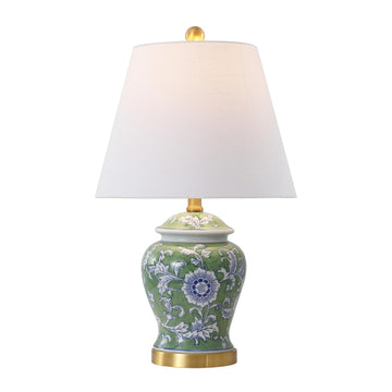 Penelope Ginger Jar 22" LED Table Lamp, Green/White