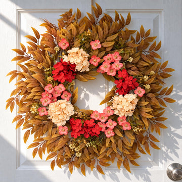 28" Fall Wreath for Front Door with Eucalyptus & Hydrangea