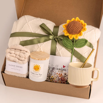 Sending Sunshine Sunflower, Thinking of You Care Package Unique Gift Baskets for Women, Best Friend Birthday and Get