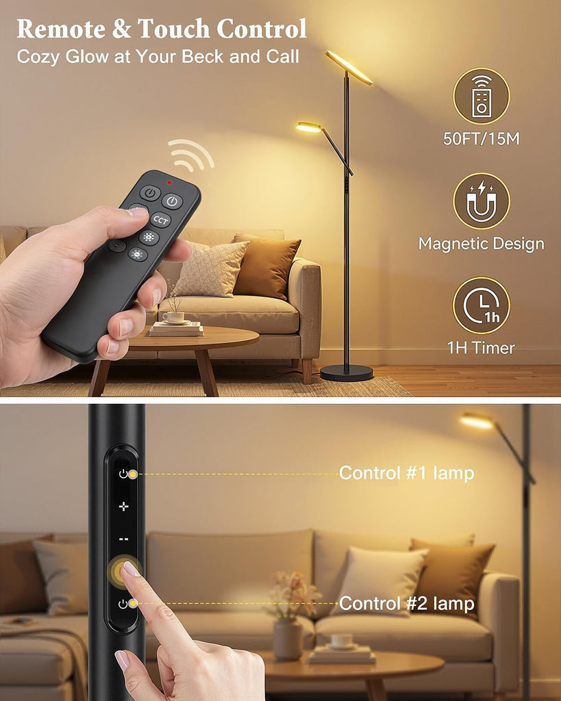 Floor Lamp, Upgraded 36W 3000LM Torchiere Super Bright LED Floor Lamp