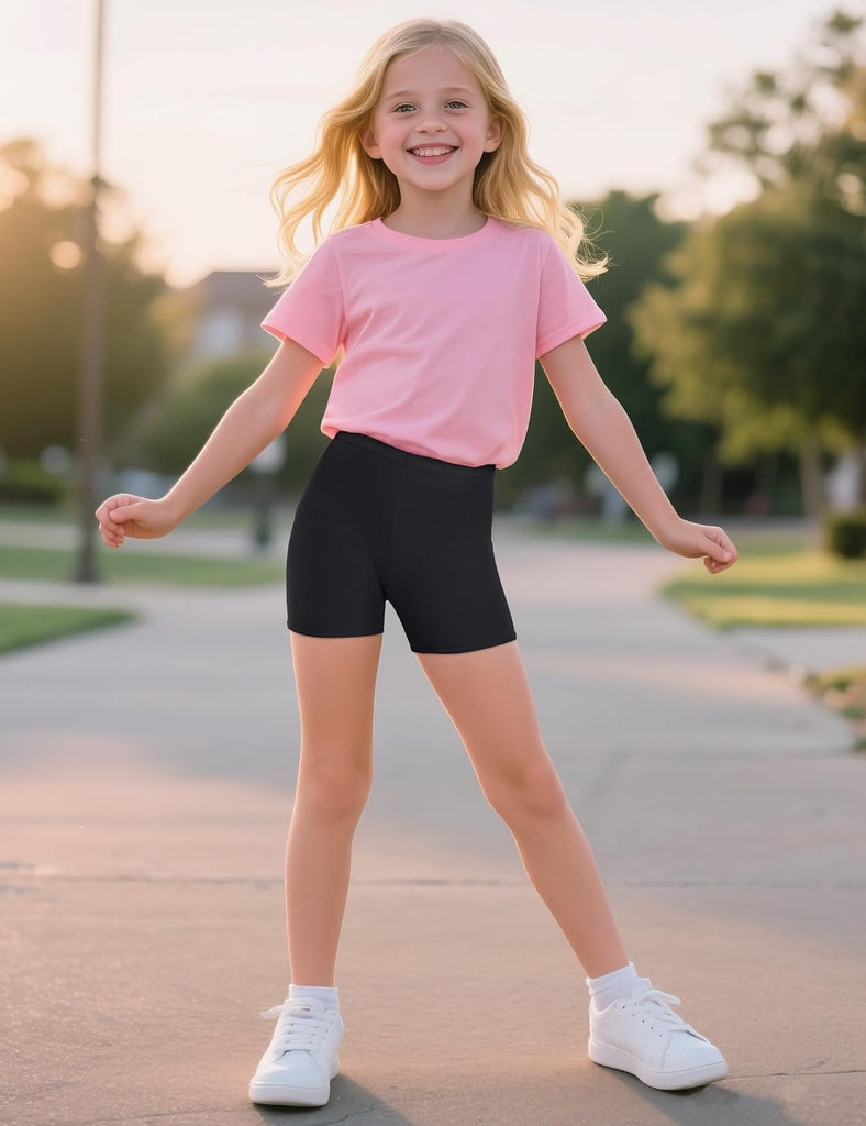 Girls Bike Shorts Cotton Cartwheel Dance Under Dress Shorts for Kids