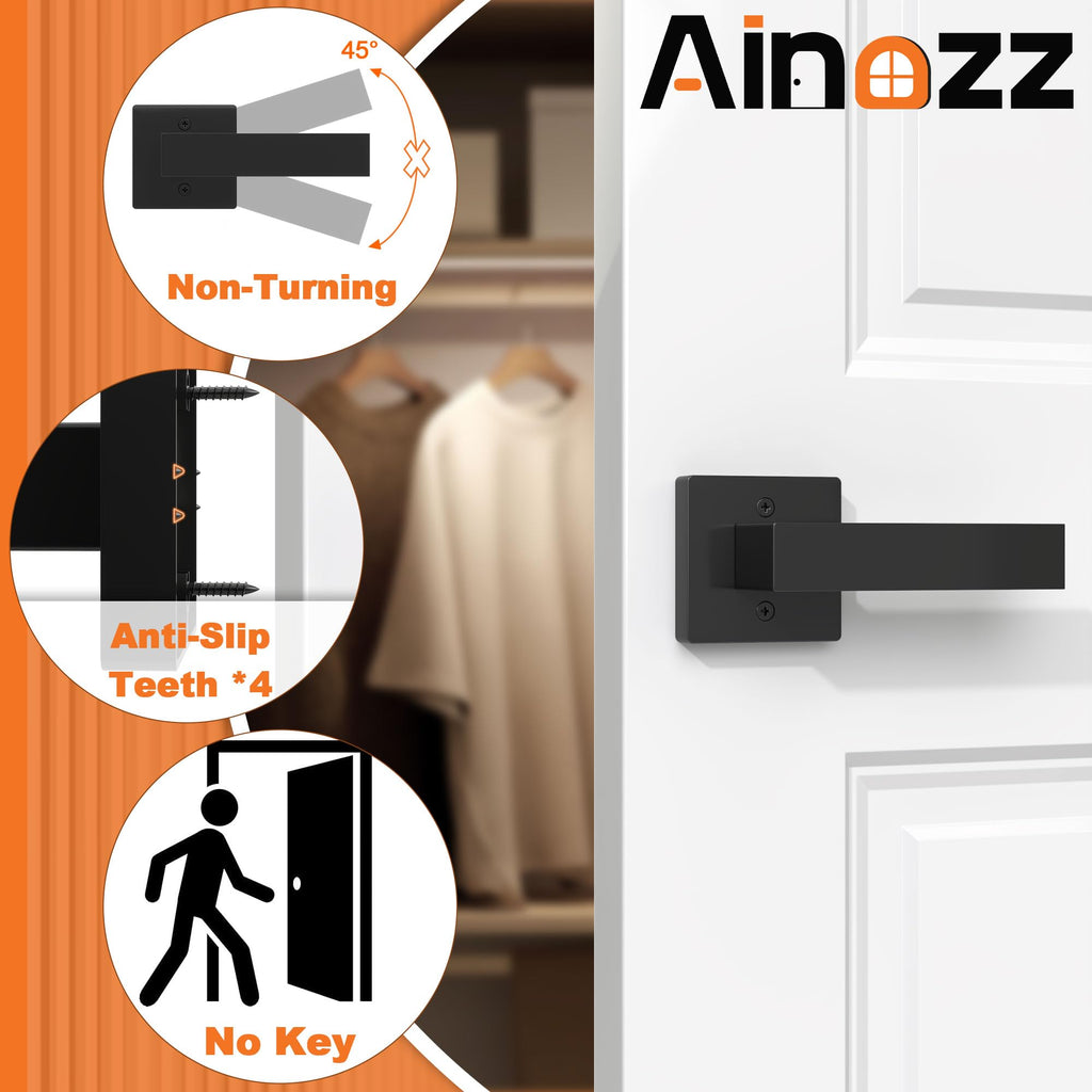 Dummy Door Handles Interior Closet Black Pack of 10 Without Latch