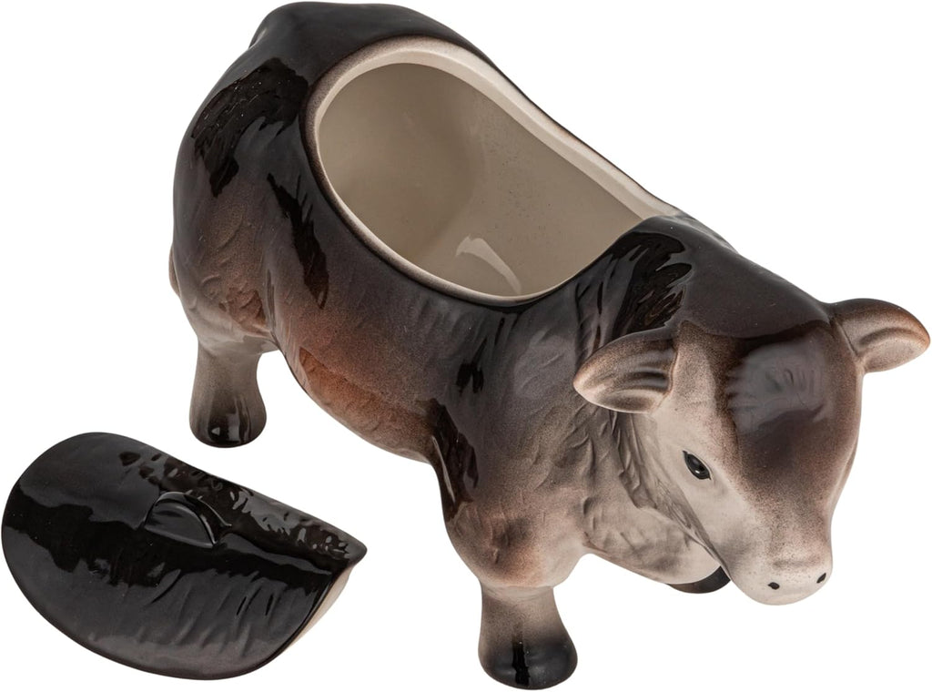 Vintage Ceramic Cow Cookie Jar, Black and Brown
