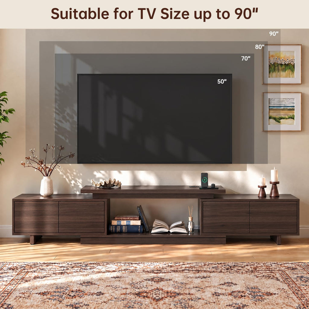 Extendable TV Stand for 65-90 Inch TVs, Adjustable Length 63-94.5"