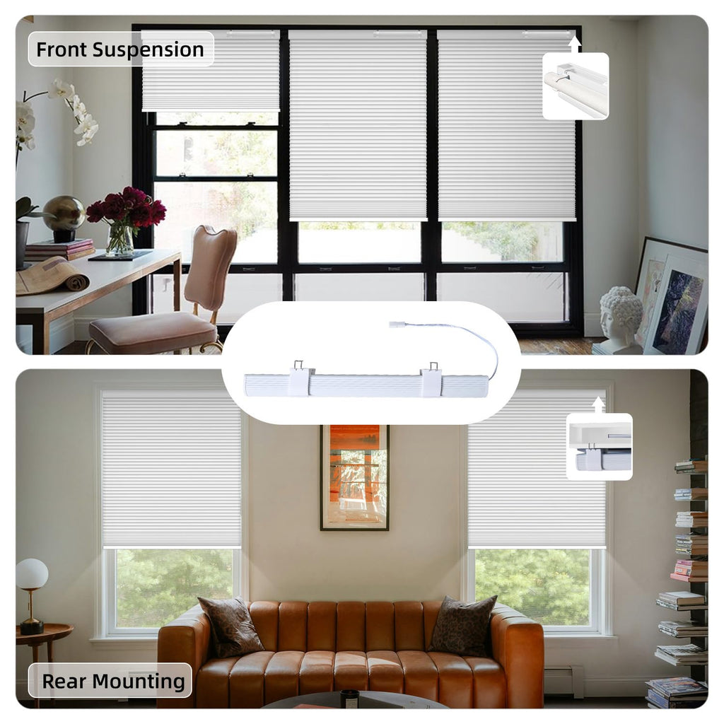 Motorized Honeycomb Blinds, Customized 100% Blackout White