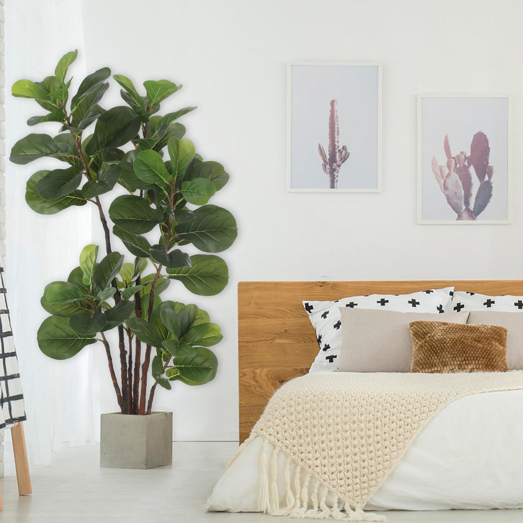 Artificial Fiddle Leaf Fig Tree, 4 Ft Faux Ficus Lyrata Tree