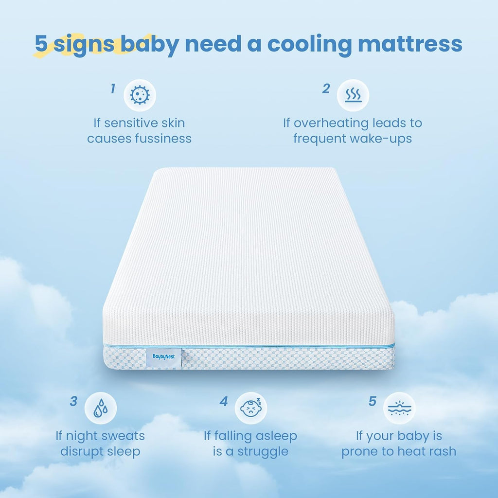 Dual-Sided Crib Mattress 52x27.5x6, Cooling Temperature Balance Removable Cover, Infant Support Foam, CertiPUR-US