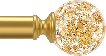 Gold Decorative Crystal Curtain Rods,1" Heavy Duty Adjustable 18-45"