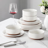 Plates and Bowls Sets, 12 Pieces Modern Stoneware Dinnerware Set for 4 Kitchen Dinner Set Ceramic Dishware Dishes Set