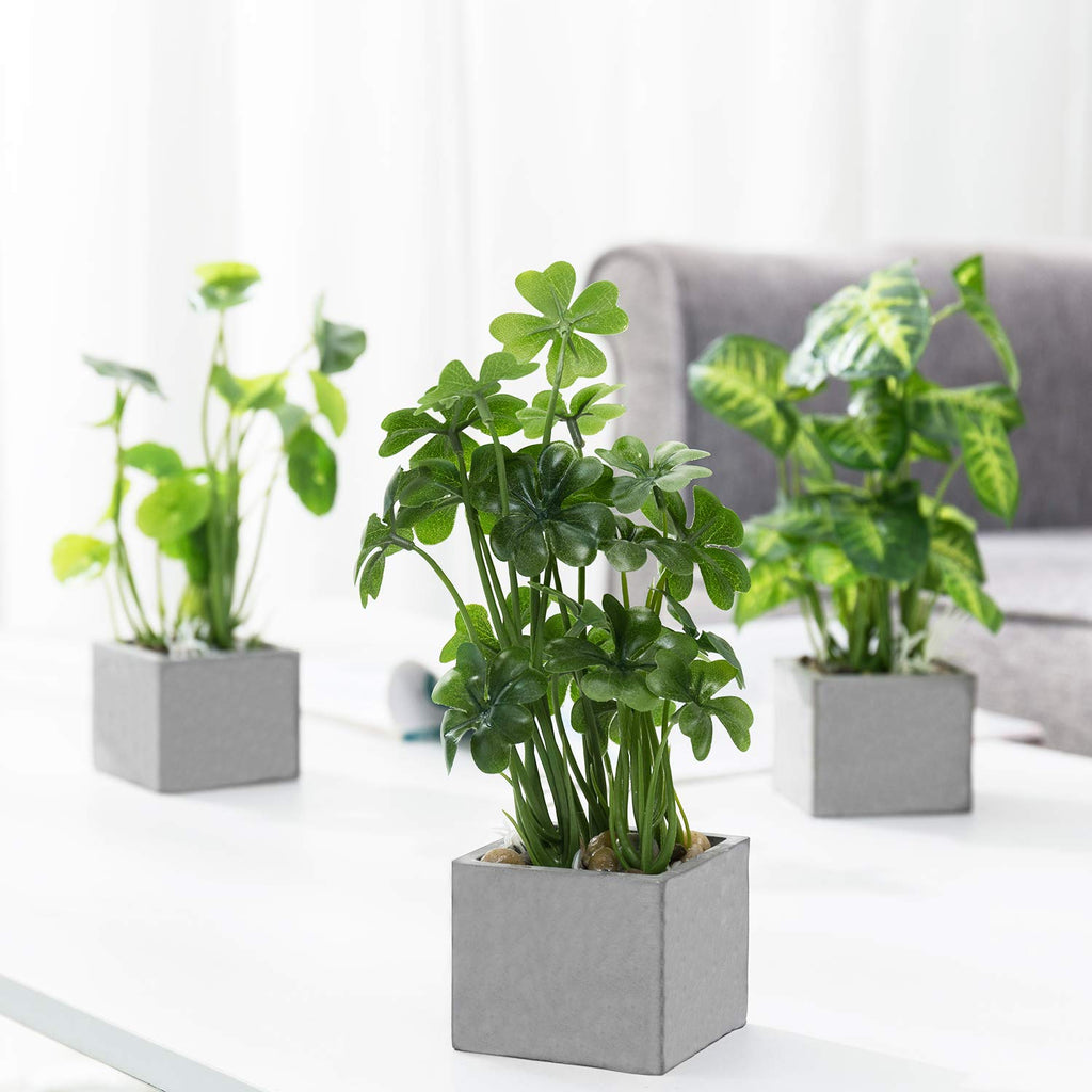 Artificial Plants Indoor, Set of 3 Small Fake Potted Plants, Faux House Plant Decor