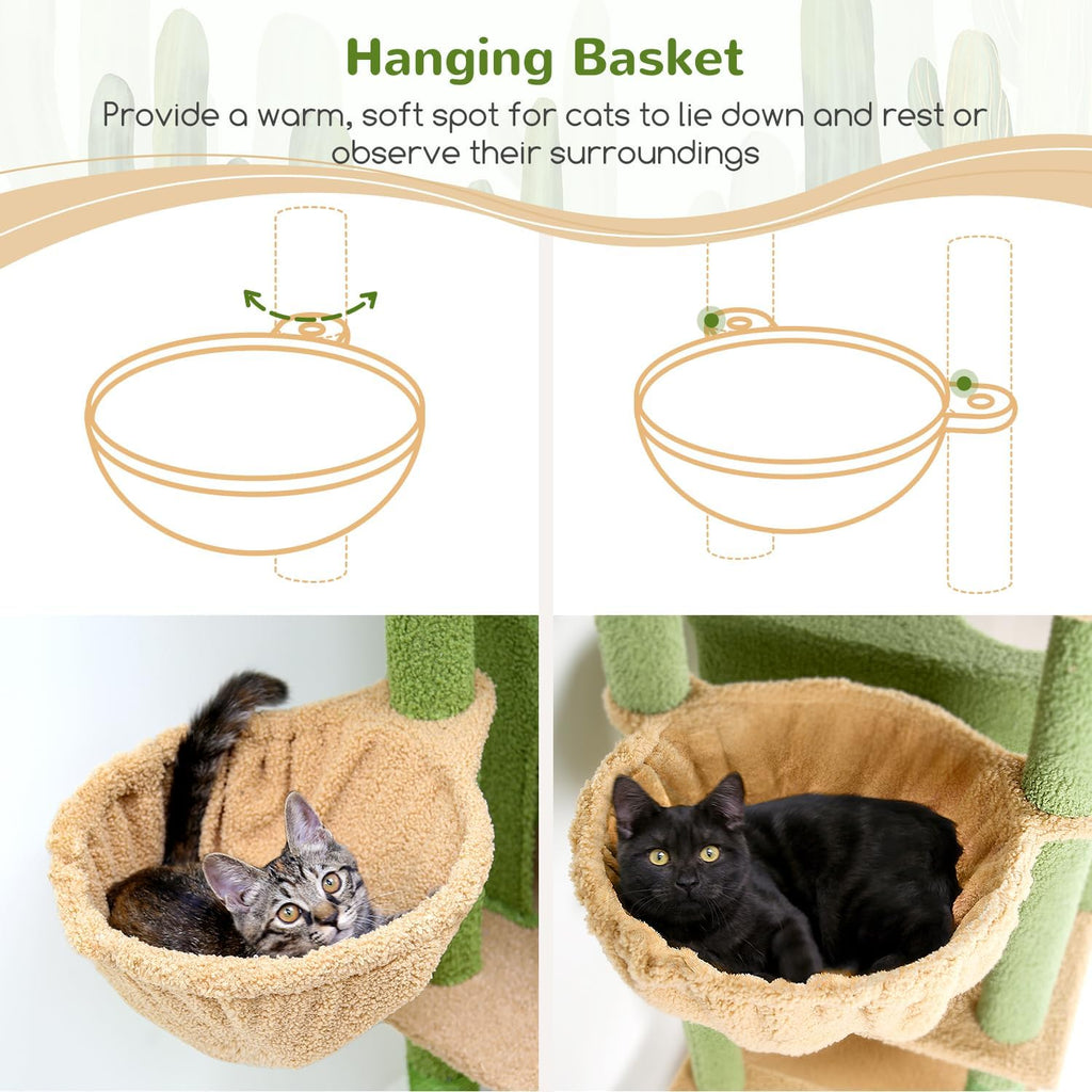 Cactus Sturdy Cat Tree for Indoor Cats 20 lbs, Green