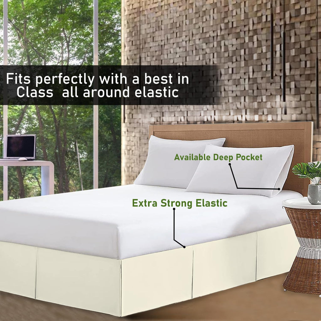 800 Thread Count 100% Egyptian Cotton Hotel Quality Luxurious Box Pleated Bed Skirt Easy Fit with 15 Inch Drop Length