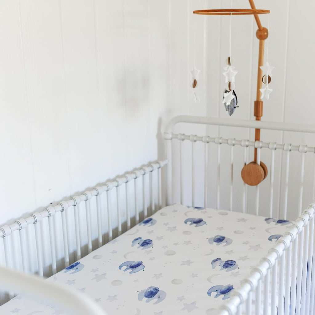 Baby Crib Mobile, Wooden Nursery Decor (Elephant, Felt)
