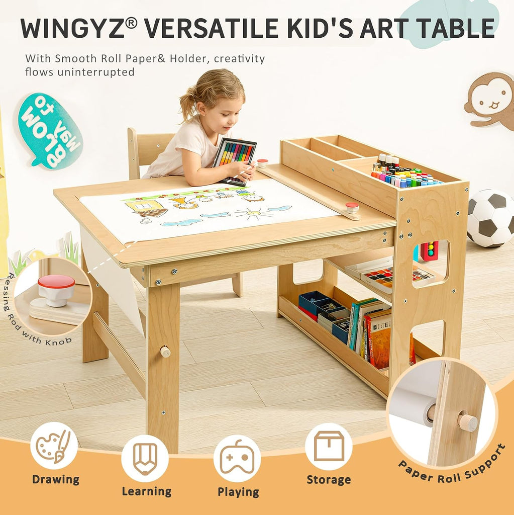 In-1 Kids Art Table and Chairs, Toddler Table and 2 Chairs Set FSC