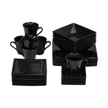 Nova Square 30 pc Dinnerware Set, Black