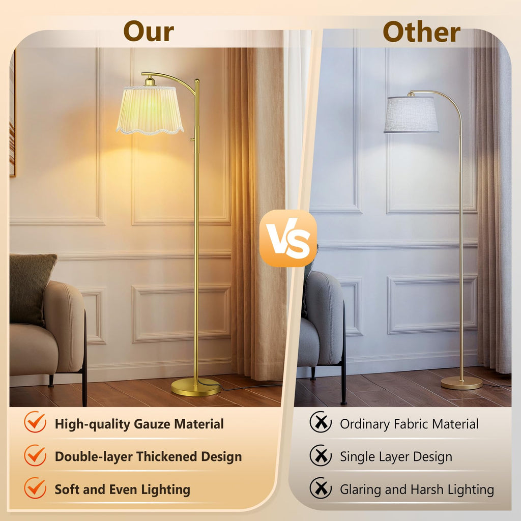 Thickened Gauze Shade Dimmable Arc Floor Lamps