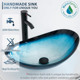 24" Modern Bathroom Vanity with Blue Glass Vessel Sink - Freestanding Cabinet with Soft-Close Door