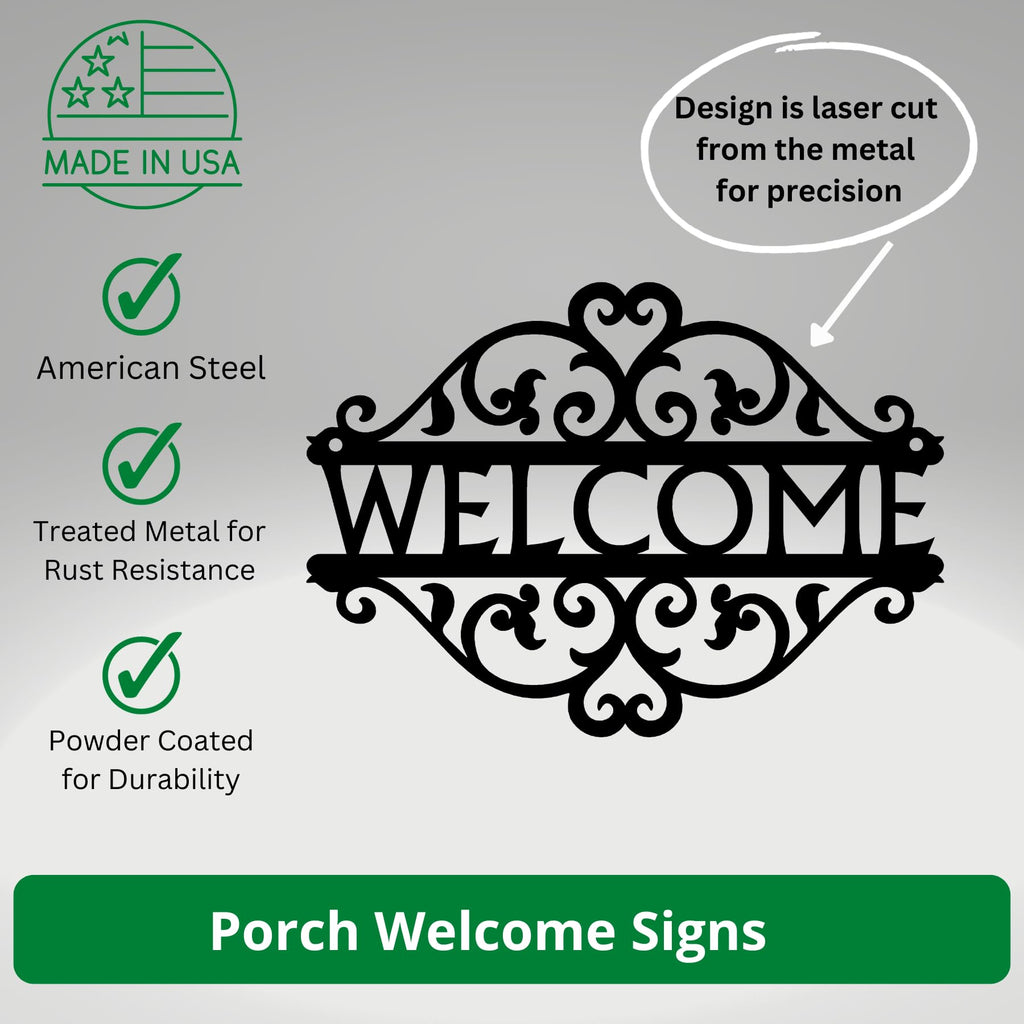 Vining Scroll 12" Metal Welcome Sign
