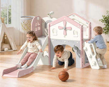Toddler Slide Playset, in-1 Kids Slide for Toddlers 1-3 Pink